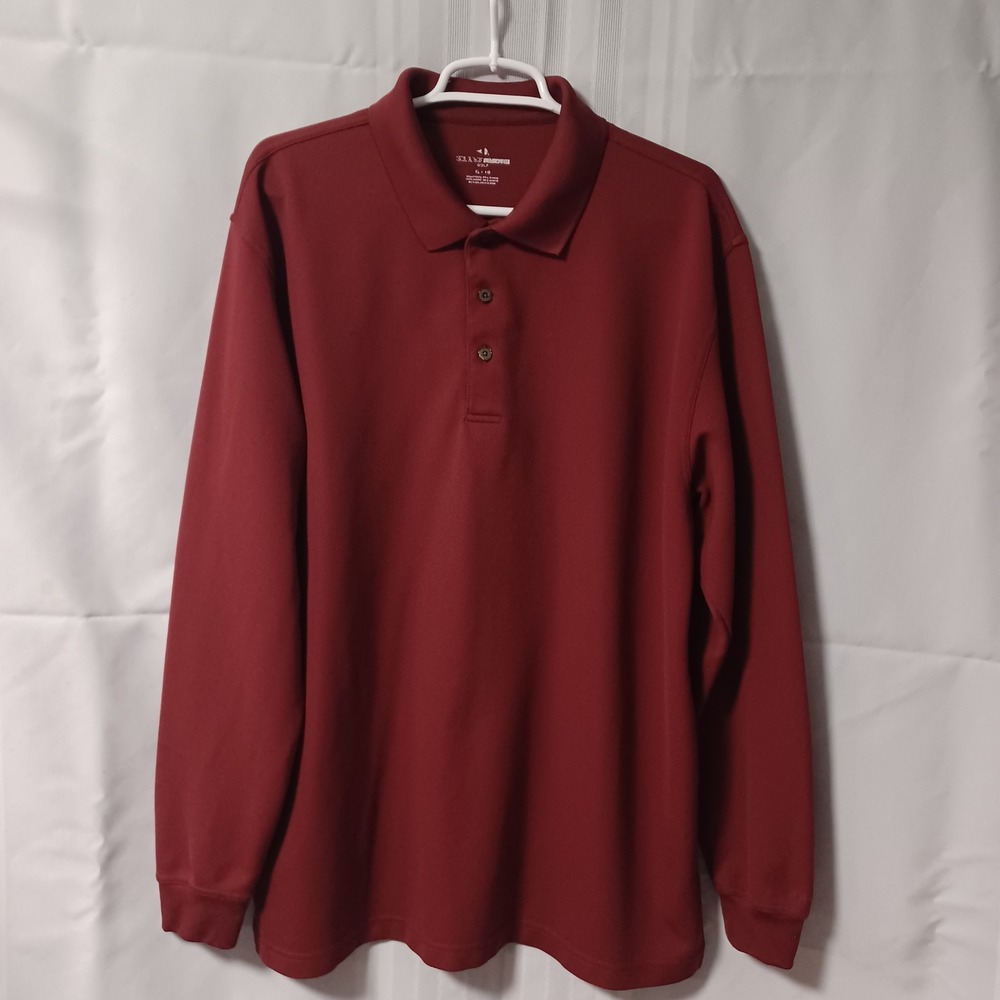 Grand Slam Golf Polo Shirt Mens XL Burgundy Red Long Sleeve Performance Mesh Top